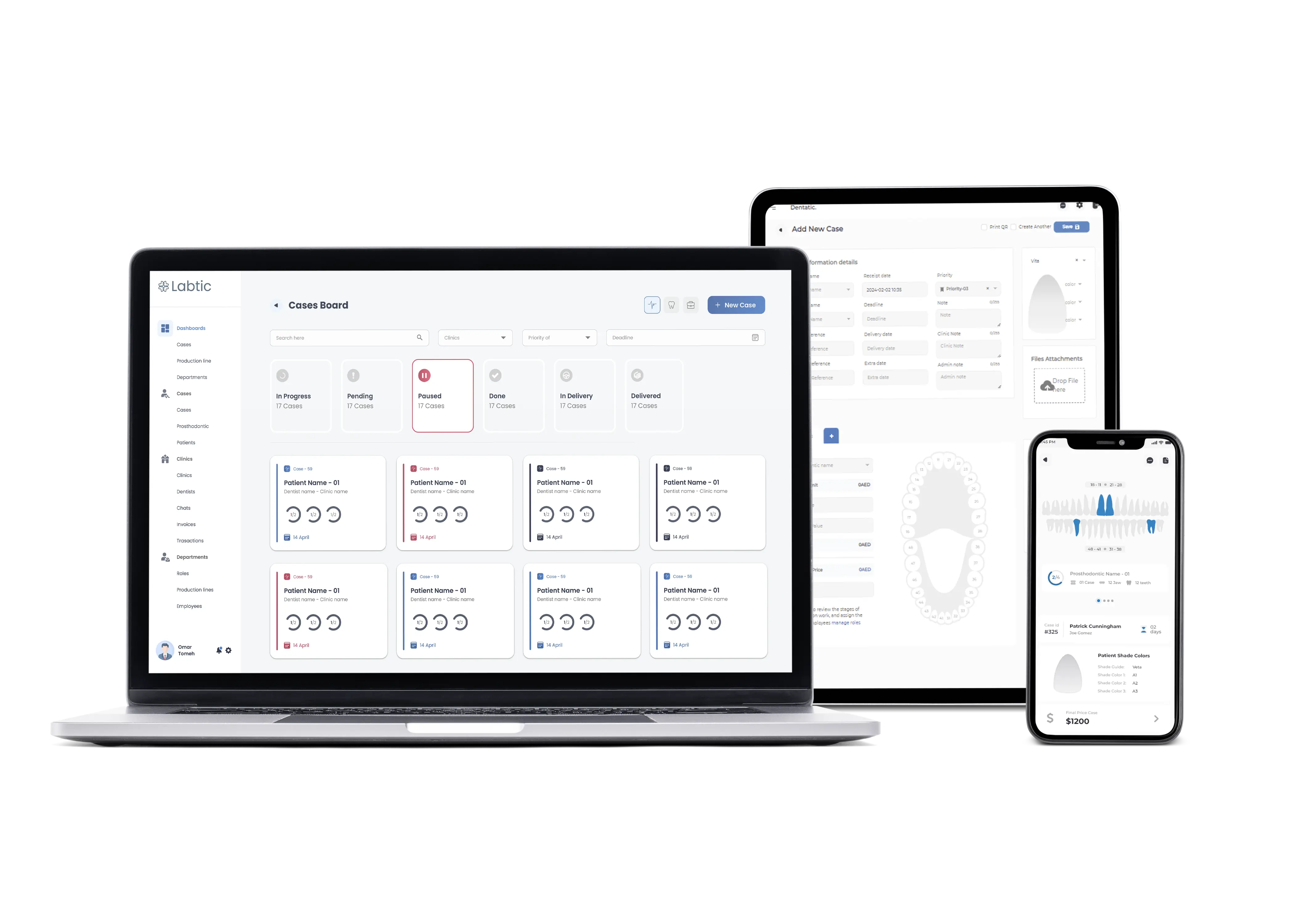 Screenshot of iLab dental lab management software interface